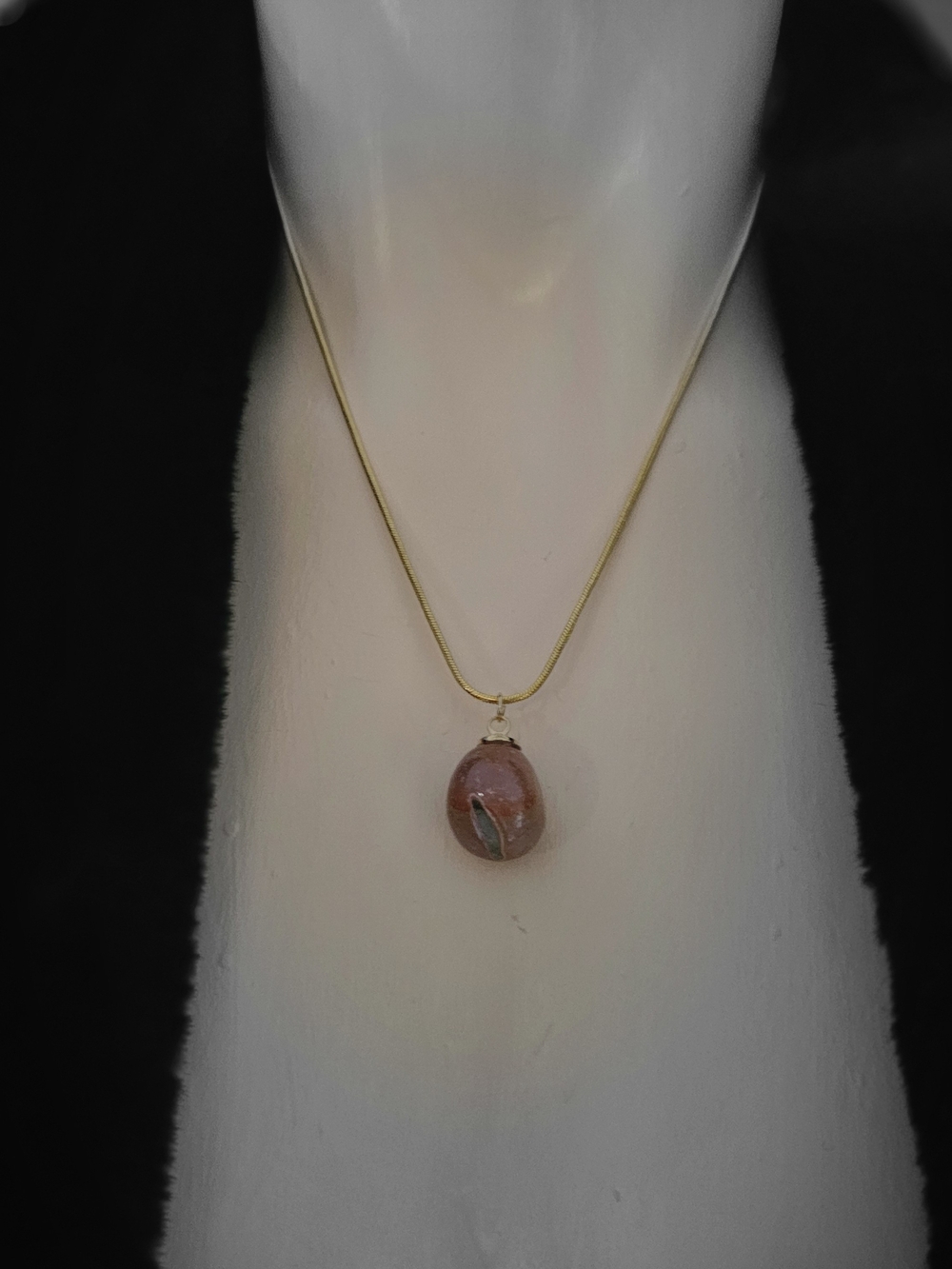 Gold Chain Necklace with Pink Stone Pendant(137)